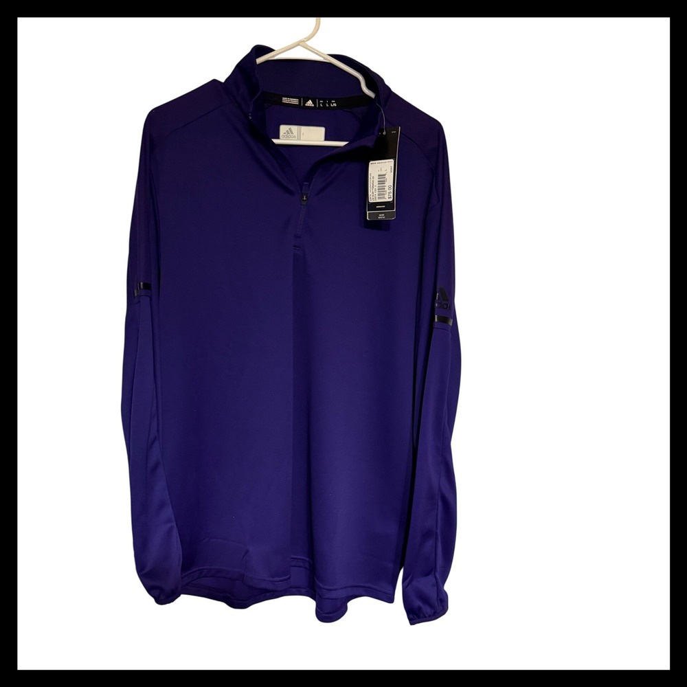 NWT Adidas Collegiate Purple 1/4 Zip Long Sleeve Climalite Athletic Pullover L